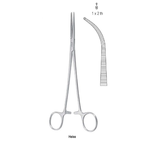 [BH.352.030] Forceps artery Heiss 1x2th more curved 205mm
