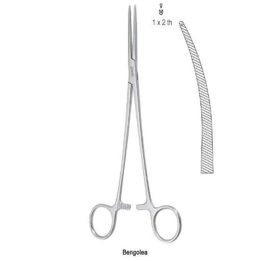 [BH.393.215] Forceps artery Bengolea 1x2th curved 215mm