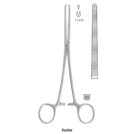 [BH.490.305] Forceps artery Kocher 1x2th straight 305mm