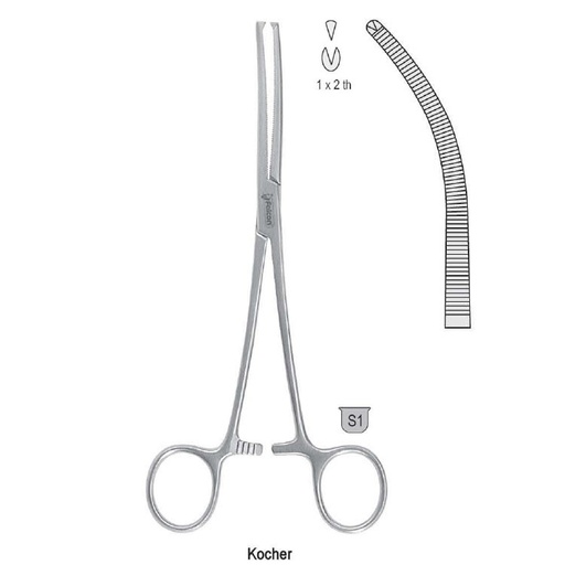 [BH.491.280] Forceps artery Kocher 1x2th curved 280mm