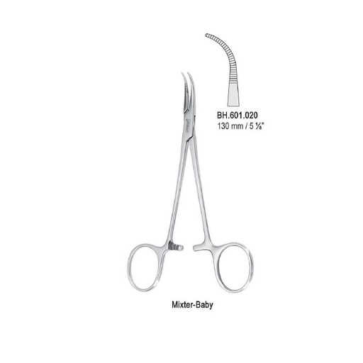 [BH.601.020] Forceps dissecting and ligature Mixter-Baby more-curved 130mm