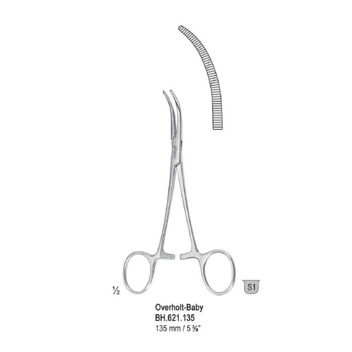[BH.621.135] Forceps dissecting and ligature Overholt-Baby curved 135mm