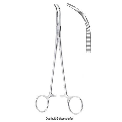 [BH.641.040] Forceps dissecting and ligature Overholt-Geissendorfer fig. 4 curved 220mm