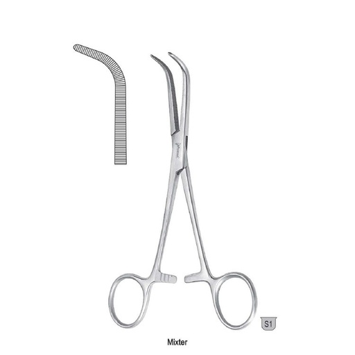 [BH.753.200] Forceps dissecting and ligature Mixter angled 200mm