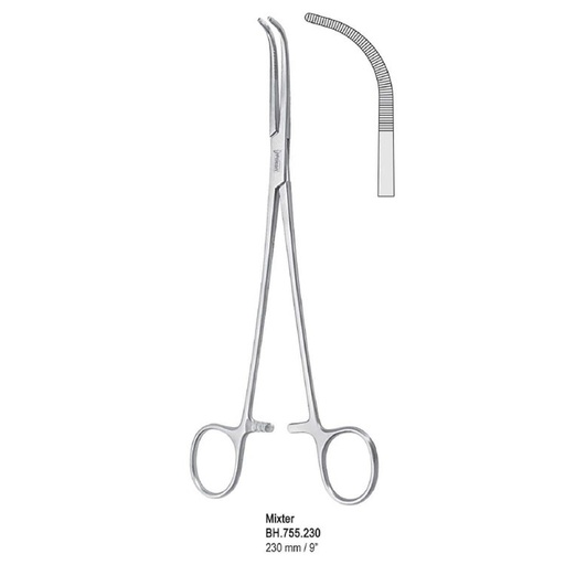 [BH.755.230] Forceps dissecting and ligature Mixter curved 230mm