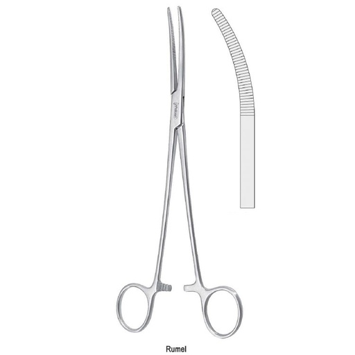 [BH.771.010] Forceps dissecting and ligature Rumel fig. 1 curved 240mm