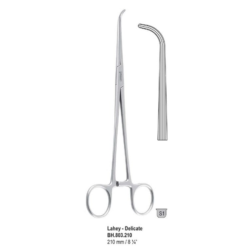 [BH.803.210] Forceps dissecting and ligature Lahey-Delicate long-serrated curved 210mm