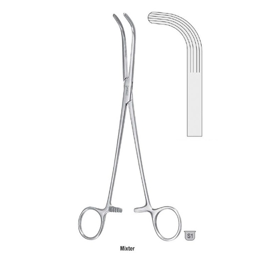 [BH.825.225] Forceps dissecting and ligature Mixter long-serrated 90d 225mm