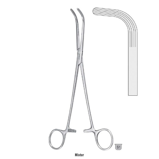 [BH.825.260] Forceps dissecting and ligature Mixter long-serrated 90d 260mm