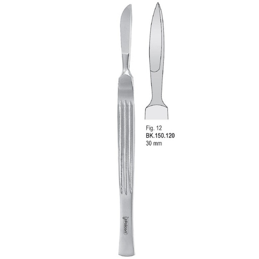 [BK.150.120] Scalpel stainless steel pointed 30mm blade fig. 12