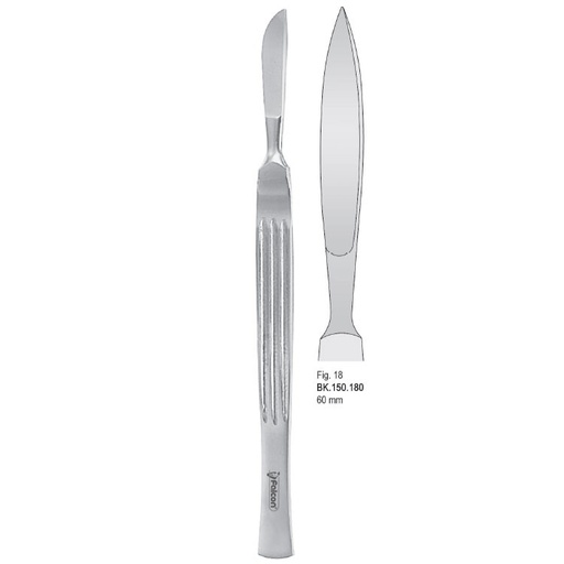 [BK.150.180] Scalpel stainless steel pointed 60mm blade fig. 18