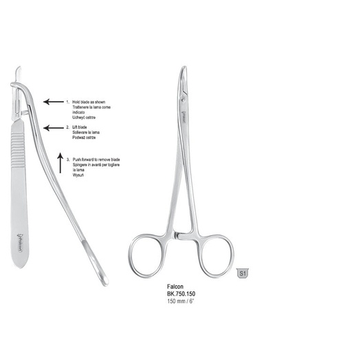 [BK.750.150] Falcon blade removing forceps 150mm