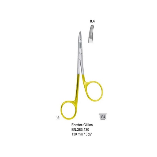[BN.383.130] Falcon-Grip Needle holder with scissors Forster-Gillies right handed 130mm TC