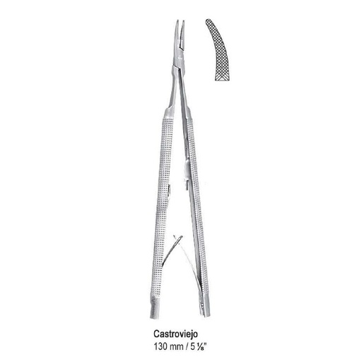[BN.465.130] Needle holder Castroviejo curved round handles 130mm
