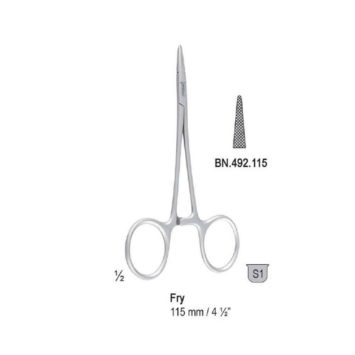 [BN.492.115] Needle holder Fry serrated 115mm