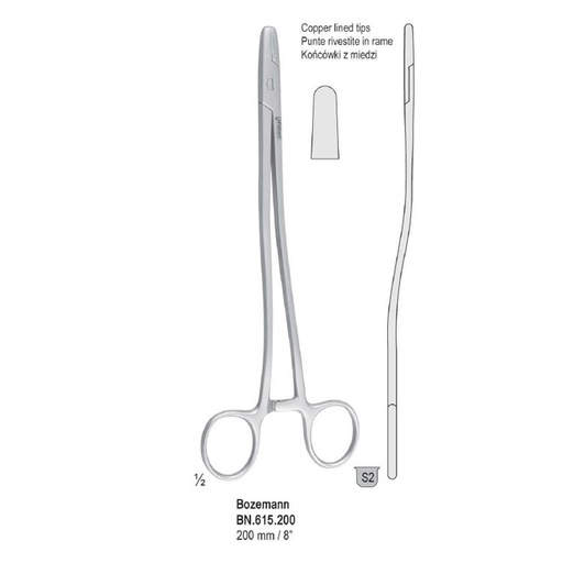 [BN.615.200] Needle holder Bozemann copper lined S-Shape 200mm