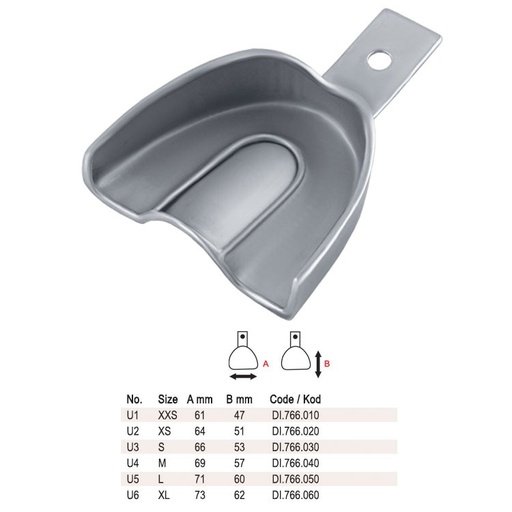 [DI.765.010] Impression tray regular solid upper fig. 1, size XXS