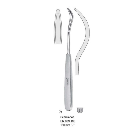 [BN.839.180] Guiding probe Schmieden curved 180mm