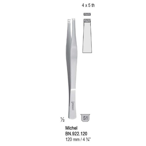 [BN.922.120] Forceps suture clip applying Michel 4x5th 120mm