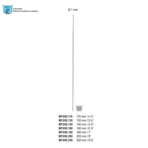 [BP.050.115] Probe double ended Ø 1mm/115mm