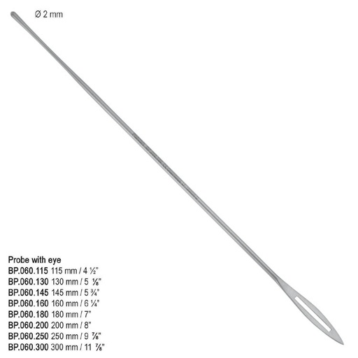 [BP.060.115] Probe with eye stainless steel 115mm