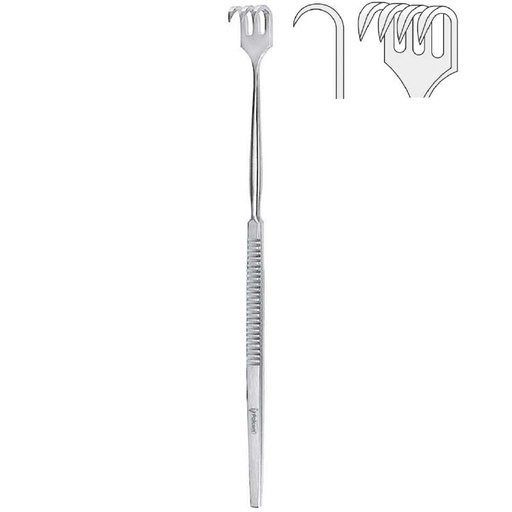 [BQ.105.040] Retractor Falcon 4-prong sharp 160mm