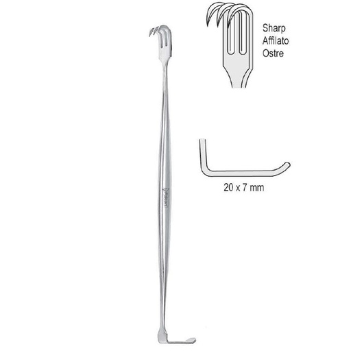 [BQ.153.150] Retractor double ended Kilner (Cats paw) sharp 150mm