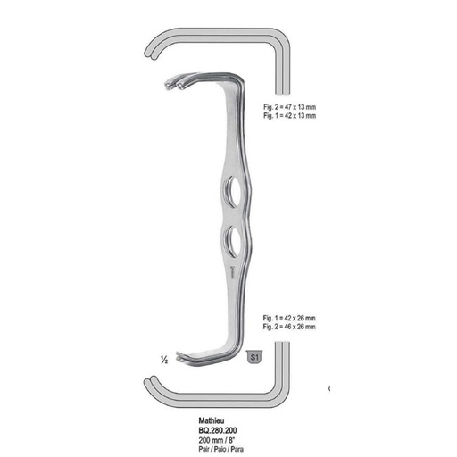 [BQ.280.200] Retractor Mathieu DE 200mm (Pair)