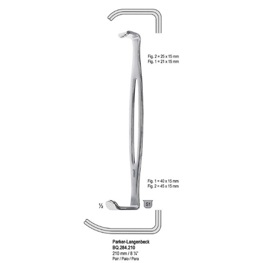 [BQ.284.210] Retractor Parker-Langenbeck DE 210mm (Pair)
