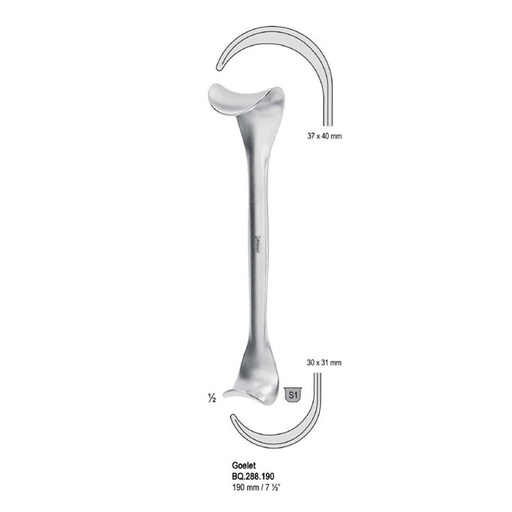 [BQ.288.190] Retractor Goelet DE 37x40mm / 30x31 mm, 190mm