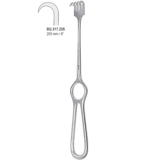 [BQ.317.205] Retractor Kocher 1-prong sharp 205mm