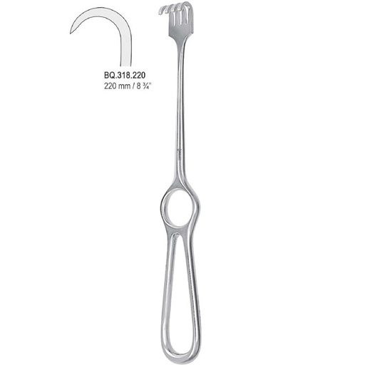 [BQ.318.220] Retractor Kocher 1-prong sharp 220mm