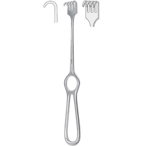 [BQ.340.040] Retractor Volkmann 4-prong blunt 220mm