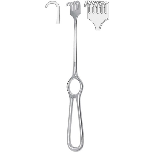 [BQ.340.060] Retractor Volkmann 6-prong blunt 220mm