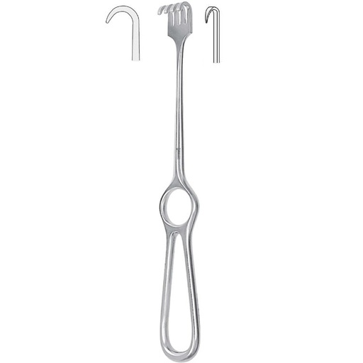 [BQ.341.010] Retractor Volkmann 1-prong semi-sharp 220mm