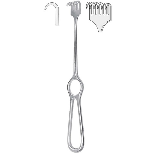 [BQ.341.060] Retractor Volkmann 6-prong semi-sharp 220mm