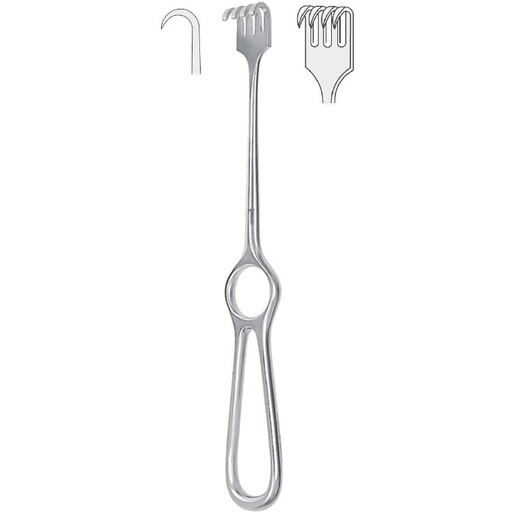 [BQ.343.040] Retractor Volkmann 4-prong sharp 220mm