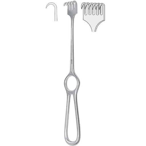 [BQ.343.060] Retractor Volkmann 6-prong sharp 220mm