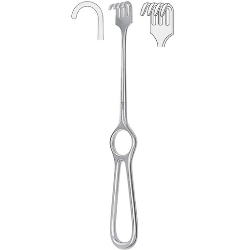 [BQ.350.040] Retractor Kocher 4-prong blunt 220mm