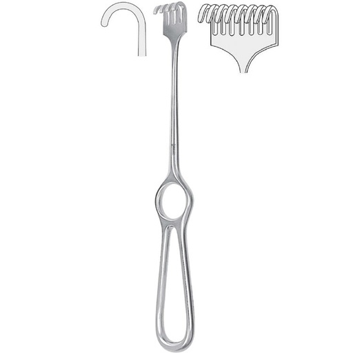 [BQ.350.080] Retractor Kocher 8-prong blunt 220mm