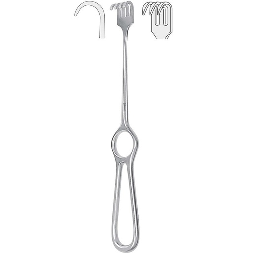 [BQ.351.030] Retractor Kocher 3-prong semi-sharp 220mm