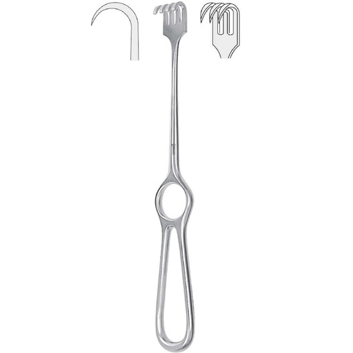 [BQ.353.030] Retractor Kocher 3-prong sharp 220mm