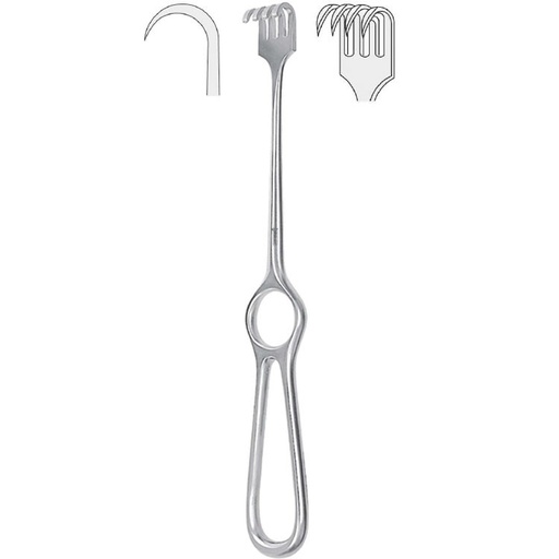 [BQ.353.040] Retractor Kocher 4-prong sharp 220mm