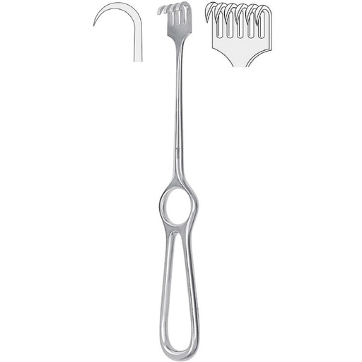 [BQ.353.060] Retractor Kocher 6-prong sharp 220mm