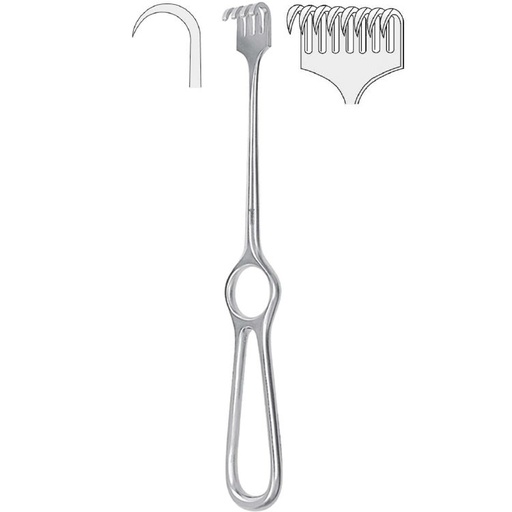 [BQ.353.080] Retractor Kocher 8-prong sharp 220mm