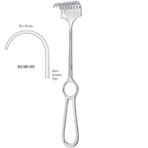 [BQ.380.240] Retractor Koerte 8-Prong blunt 26x40mm, 240mm