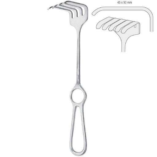 [BQ.390.020] Retractor Israel 5-prong 45x50mm, 250mm