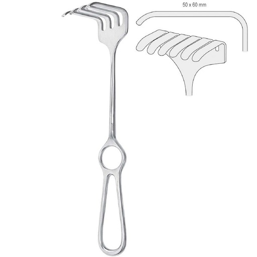 [BQ.390.030] Retractor Israel 6-prong 50x60mm, 250mm