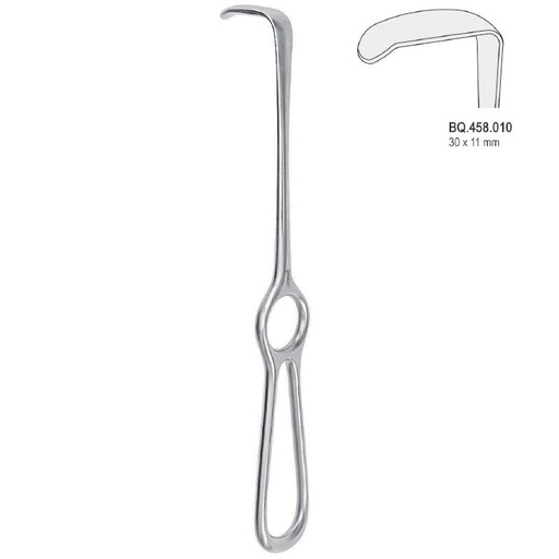 [BQ.458.010] Retractor Langenbeck ring handle 30x11mm, 220mm