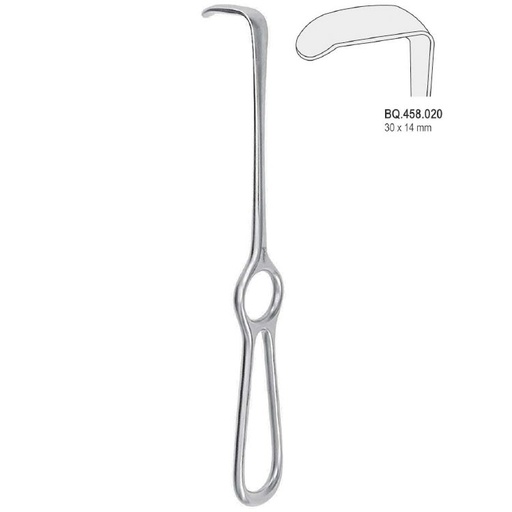 [BQ.458.020] Retractor Langenbeck ring handle 30x14mm, 220mm